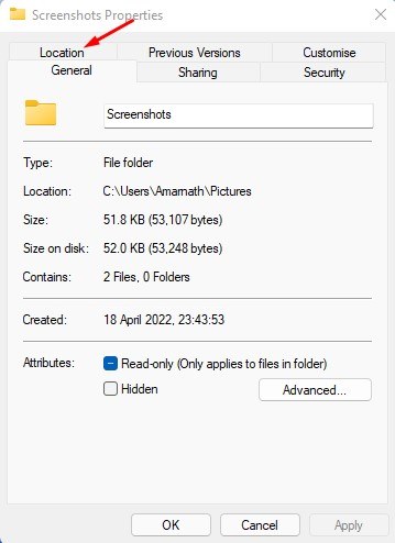 αλλαγή φακέλου στιγμιότυπων οθόνης Windows 11