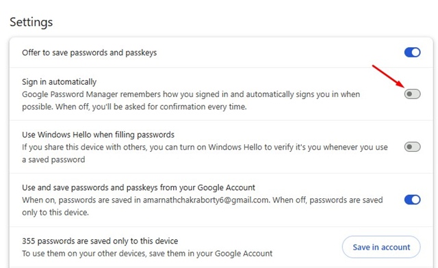 Αποτρέψτε το Chrome από την αυτόματη σύνδεση στις υπηρεσίες ιστού