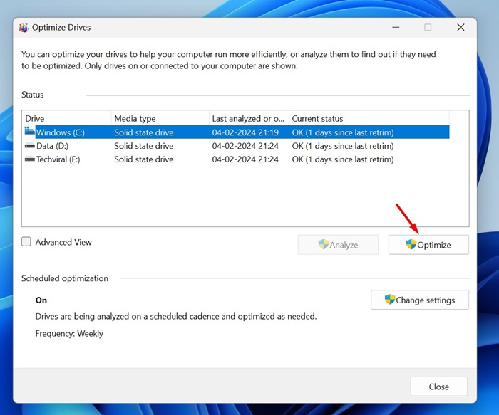 Πώς να κάνετε Defrag σε υπολογιστή με Windows 11 5 Πώς να κάνετε Defrag σε υπολογιστή με Windows 11