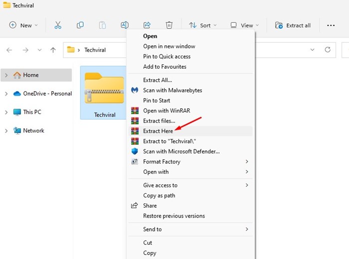 Πώς να αποσυμπιέσετε αρχεία στα Windows 11 (6 καλύτερες μέθοδοι) 15 Show more options > Extract here