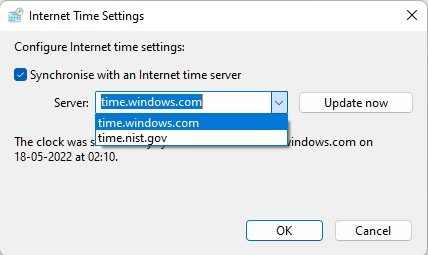 Τα Windows 11 δεν ενημερώνουν την ώρα αυτόματα 20 επιλέξτε διαφορετικό διακομιστή ώρας στο διαδίκτυο