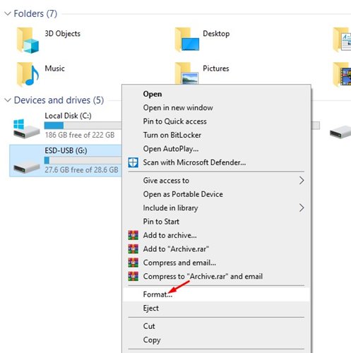 Πώς να καθαρίσετε μια μονάδα δίσκου στα Windows 10/11 3 επιλέξτε «Μορφή»