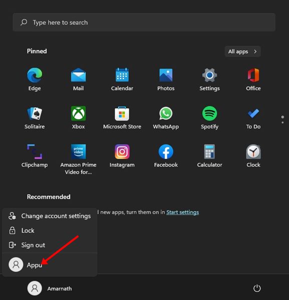Πώς να αλλάξετε λογαριασμούς χρηστών στα Windows 11 (6 καλύτεροι τρόποι) 4 κάντε κλικ στο όνομα του λογαριασμού χρήστη