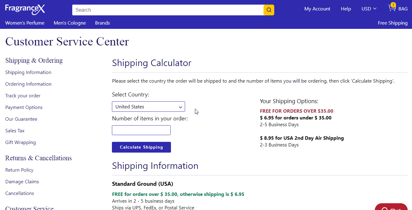 FragranceX Shipping Calculator