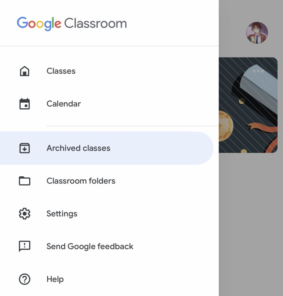 Επιλέξτε Αρχειοθετημένες τάξεις από το Google Classroom