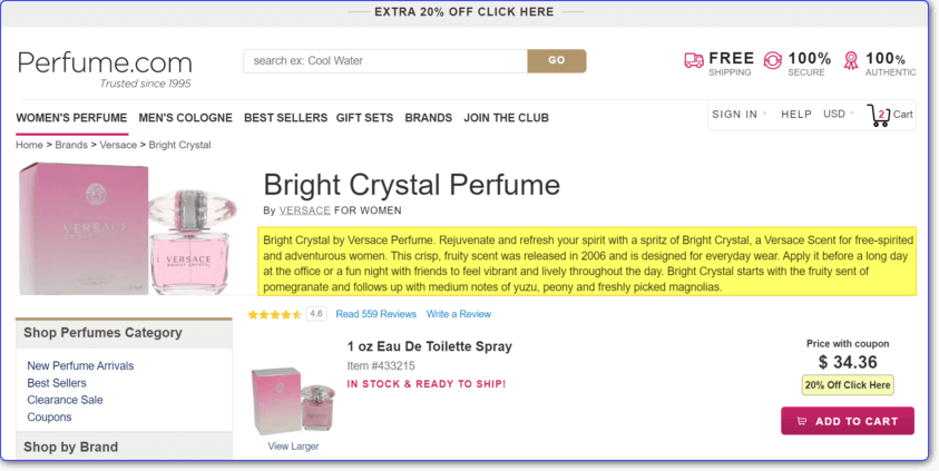 Περιγραφή προϊόντος Perfume.com