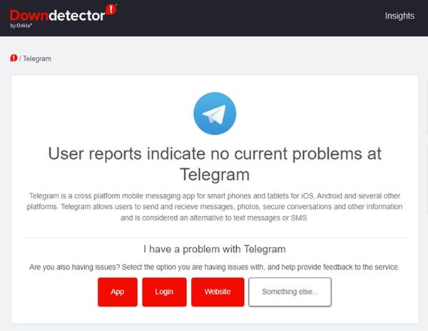 Ελέγξτε εάν το Telegram είναι εκτός λειτουργίας