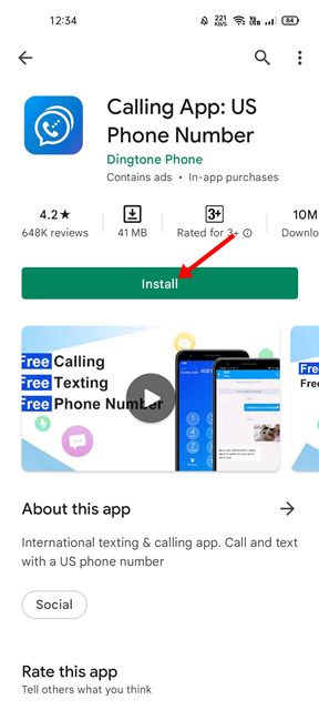 Εφαρμογή Dingtone Android