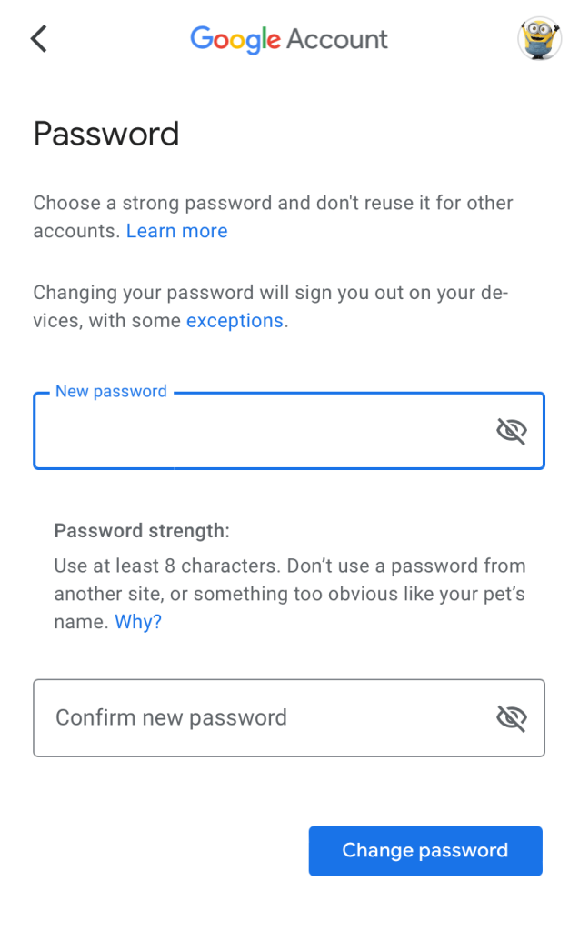 Αλλαγή κωδικού πρόσβασης στο Gmail 
