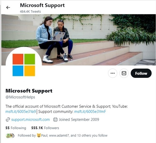Στείλτε στο Twitter το πρόβλημά σας στην Υποστήριξη της Microsoft