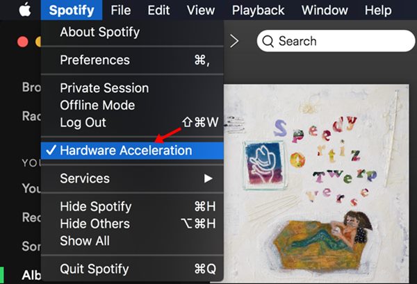 Ενεργοποιήστε το Spotify Hardware Acceleration στο macOS