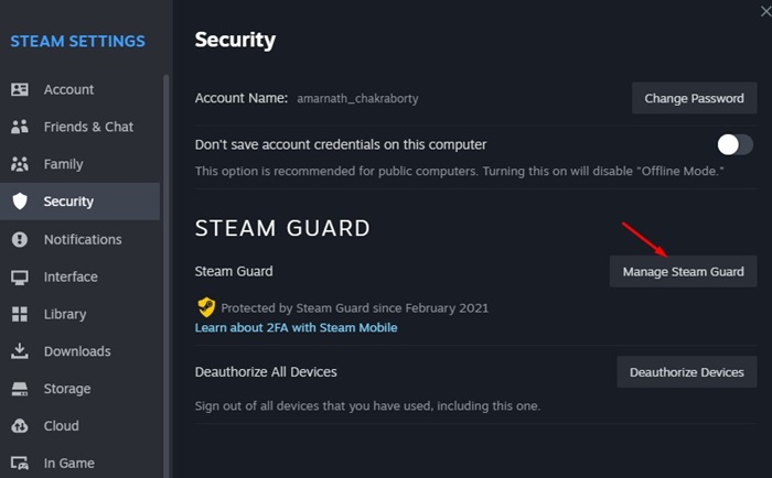 Διαχείριση Steam Guard