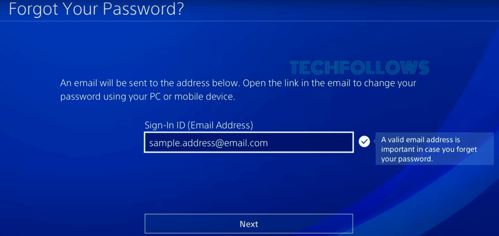 Πατήστε Ξεχάσατε τον κωδικό σας για να επαναφέρετε τον κωδικό πρόσβασης PS4