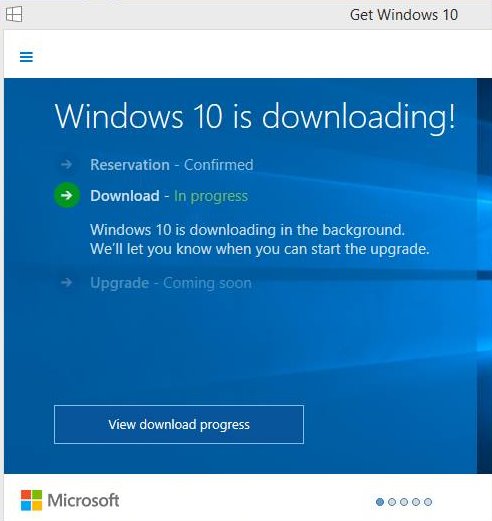 Γίνεται λήψη των Windows 10
