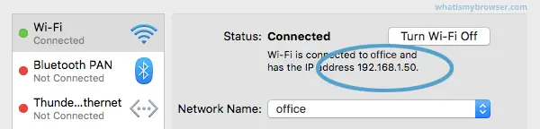 Σημειώστε τη διεύθυνση IP του Mac σας.