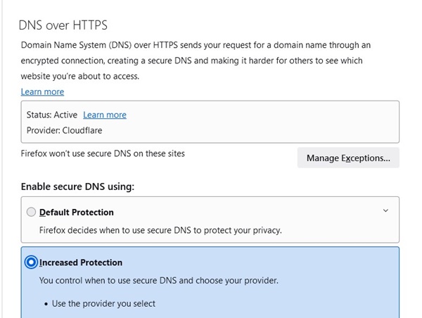 Ενεργοποίηση DNS μέσω HTTPS
