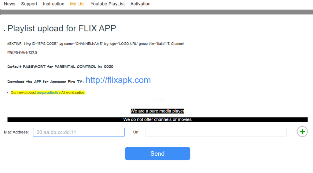 Προσθέστε URL M3U στο Flix IPTV Player 