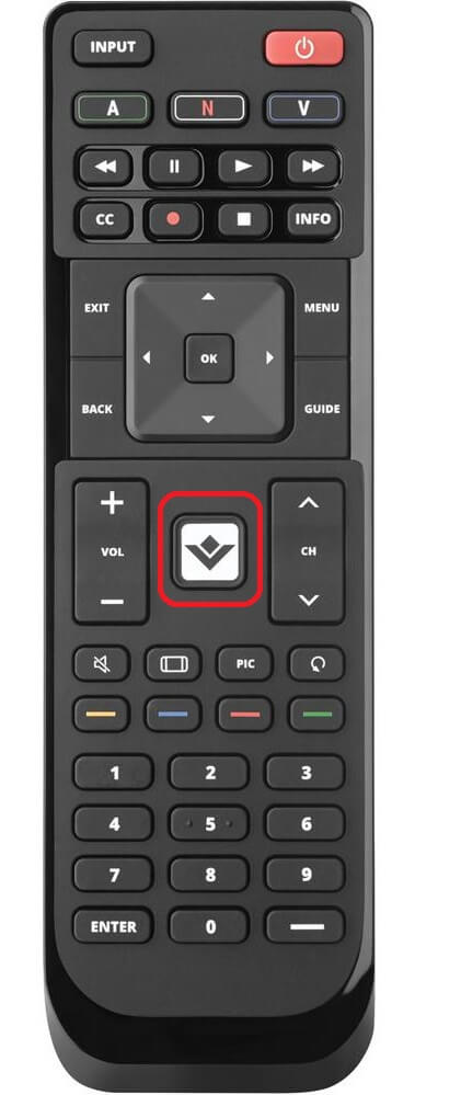 Πατήστε το κουμπί V στο τηλεχειριστήριο Vizio TV 