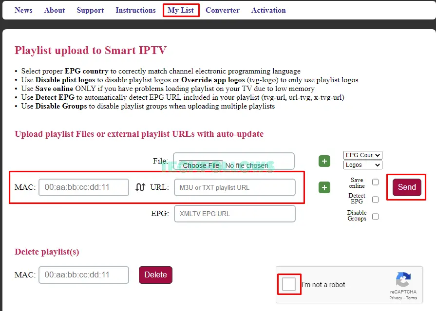Εισαγάγετε τη διεύθυνση URL M3U της IPTV σας
