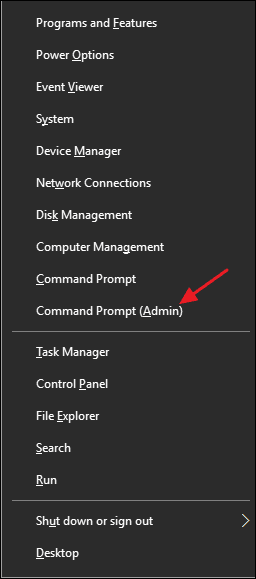 Select 'Command Prompt(Admin)'