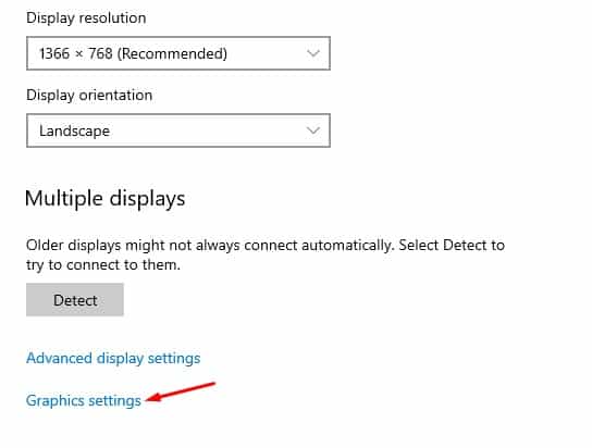 click on the 'Graphics Settings' option