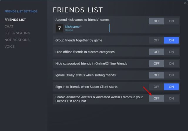 turn off the 'Enable Animated Avatars & Animated Avatar Frames in your Friends List and Chat'