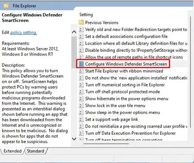 Διαμόρφωση του Windows Defender SmartScreen