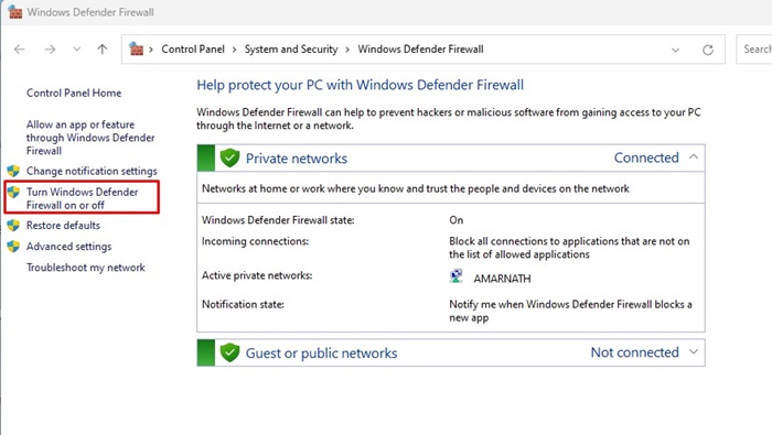 Ενεργοποιήστε ή απενεργοποιήστε το τείχος προστασίας του Windows Defender
