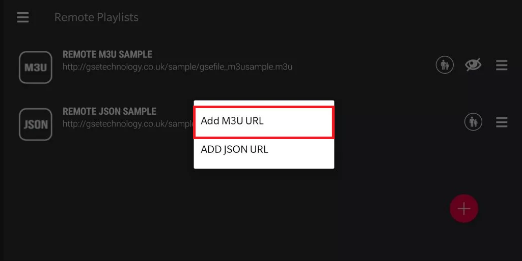 Κάντε κλικ στην Προσθήκη διεύθυνσης URL M3U