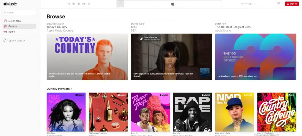 Ιστοσελίδα Apple Music
