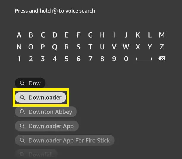 Αναζητήστε το Downloader στο Firestick