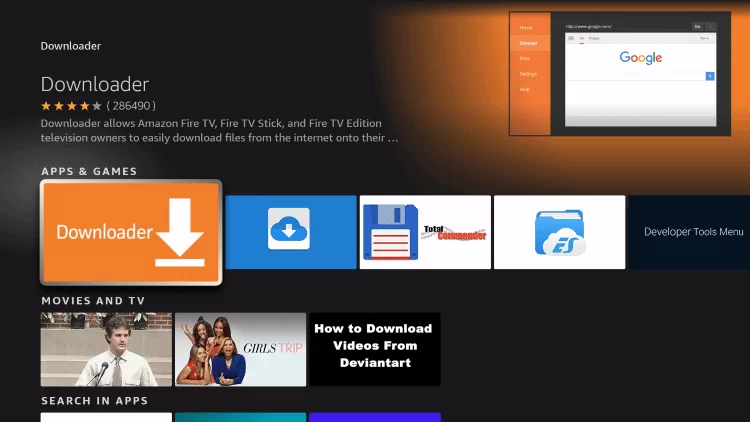 Επιλέξτε Downloader στο Firestick