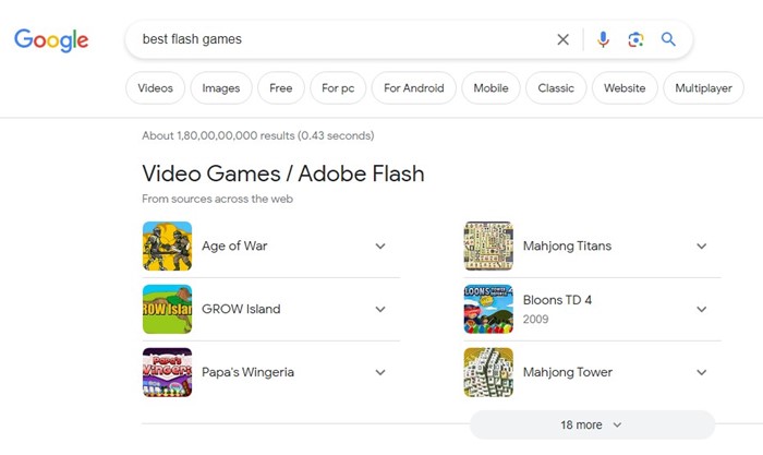 Βρείτε έναν ιστότοπο που παρέχει παιχνίδια Flash