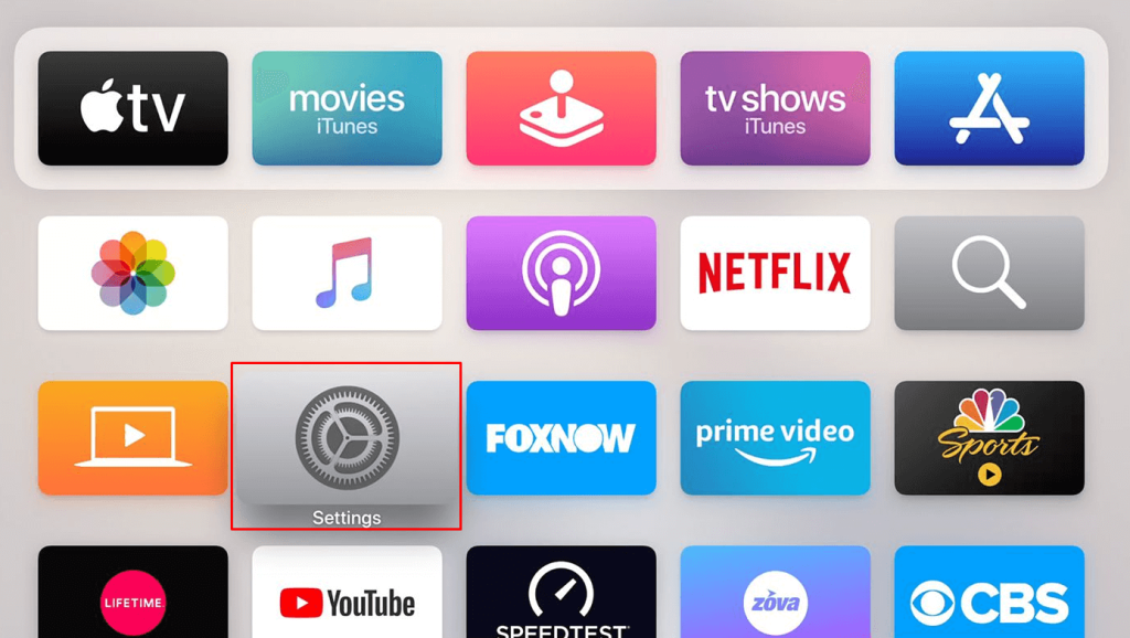 Επιλέξτε Ρυθμίσεις στο Apple TV