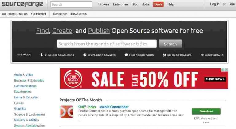 Sourceforge - λογισμικό για υπολογιστή κατεβάσετε δωρεάν