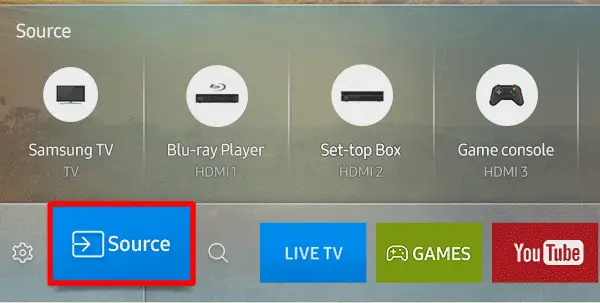 Κάντε κλικ στην επιλογή Source για να ελέγξετε την ανάλυση πηγής στην τηλεόραση Samsung