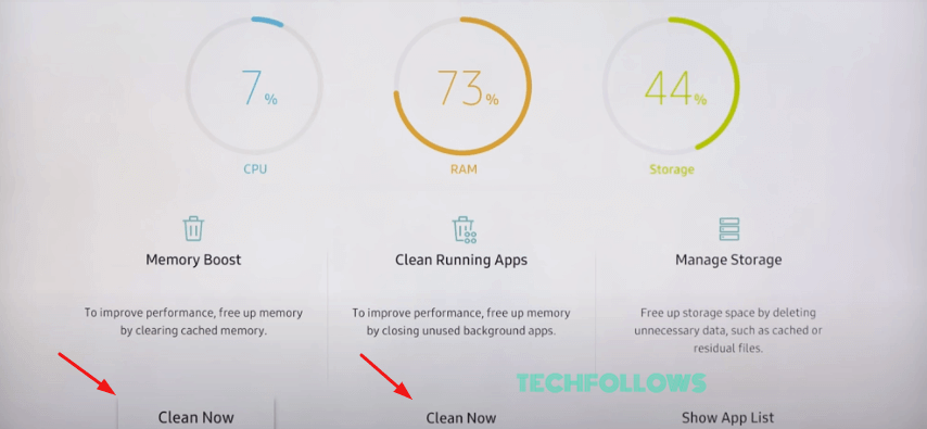 Κάντε κλικ στο Clean now για να διαγράψετε την προσωρινή μνήμη και να διορθώσετε το YouTube που δεν λειτουργεί σε Samsung TV