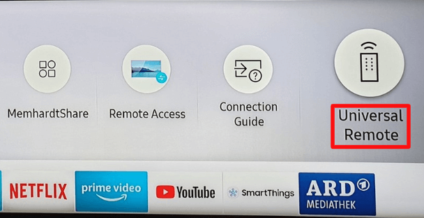 Επιλέξτε την επιλογή Universal remote