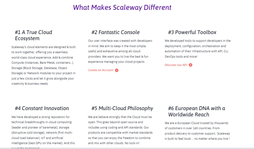 Βασικά χαρακτηριστικά του Scaleway