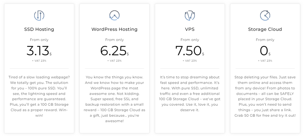 Τύποι προσφορών GetSpace Hosting Plans: