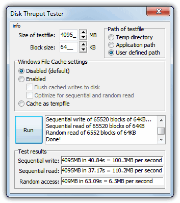 Disk Thruput Tester