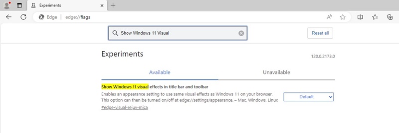 Εμφάνιση οπτικών εφέ των Windows 11 στη γραμμή τίτλου και στη γραμμή εργαλείων