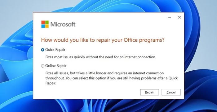 Εκτελέστε το Microsoft Office Repair Tool