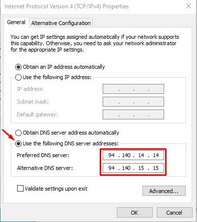 Εισαγάγετε τη διεύθυνση διακομιστή DNS