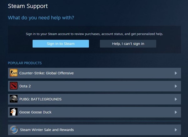 Χρησιμοποιήστε την Υποστήριξη Steam