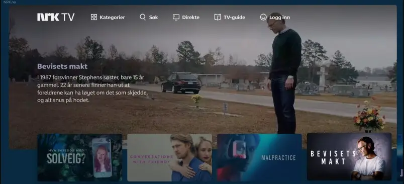 Αρχική σελίδα NRK TV - εφαρμογή Chromecast NRK