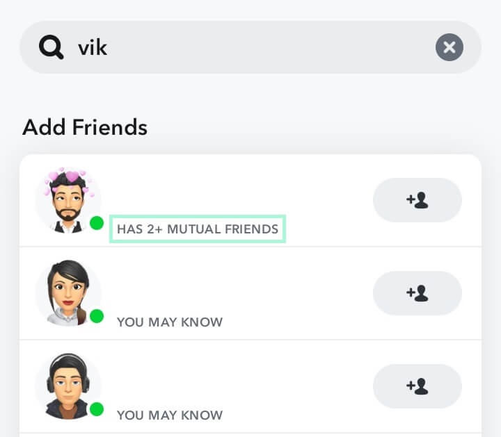 Αμοιβαίοι φίλοι στο Snapchat