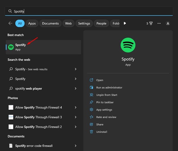 Εφαρμογή επιτραπέζιου υπολογιστή Spotify