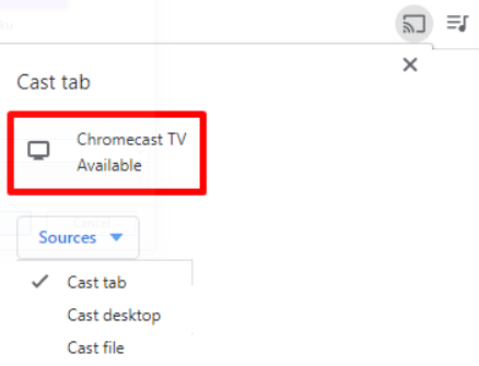 Κάντε κλικ στη συσκευή σας Chromecast 