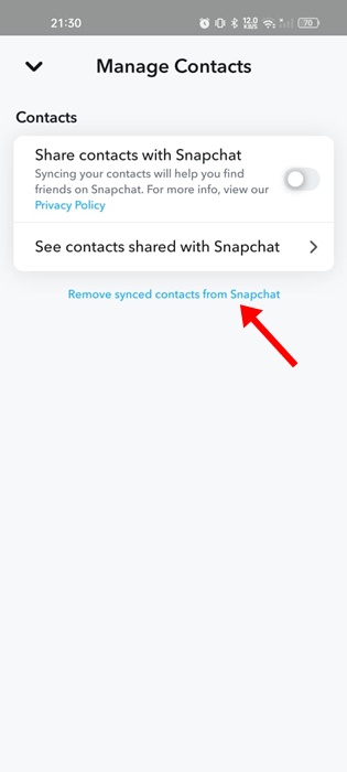 Καταργήστε τις συγχρονισμένες επαφές από το Snapchat